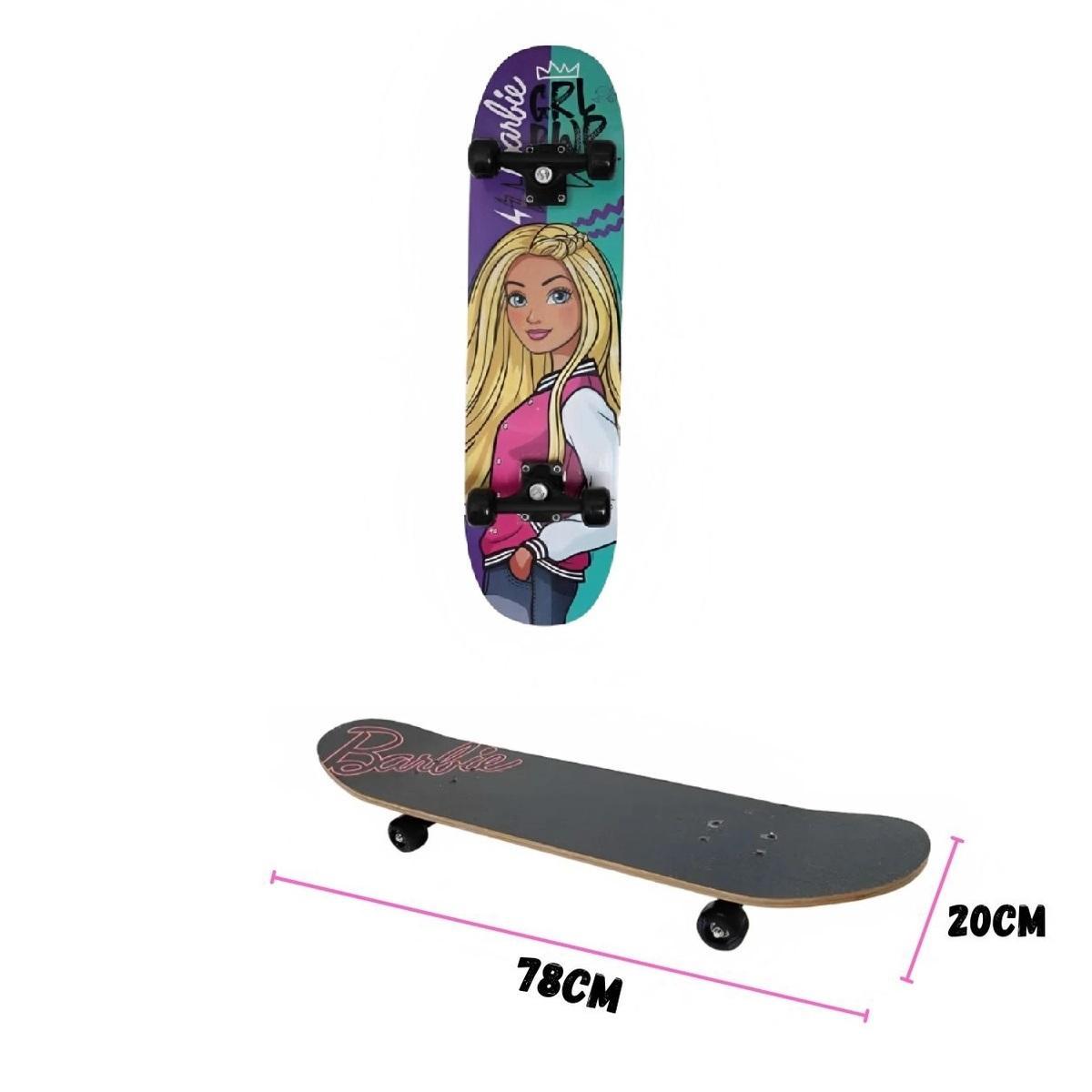 Miniatura Skate Infantil Shape Da Barbie Sortido E Capa Protetora Fun