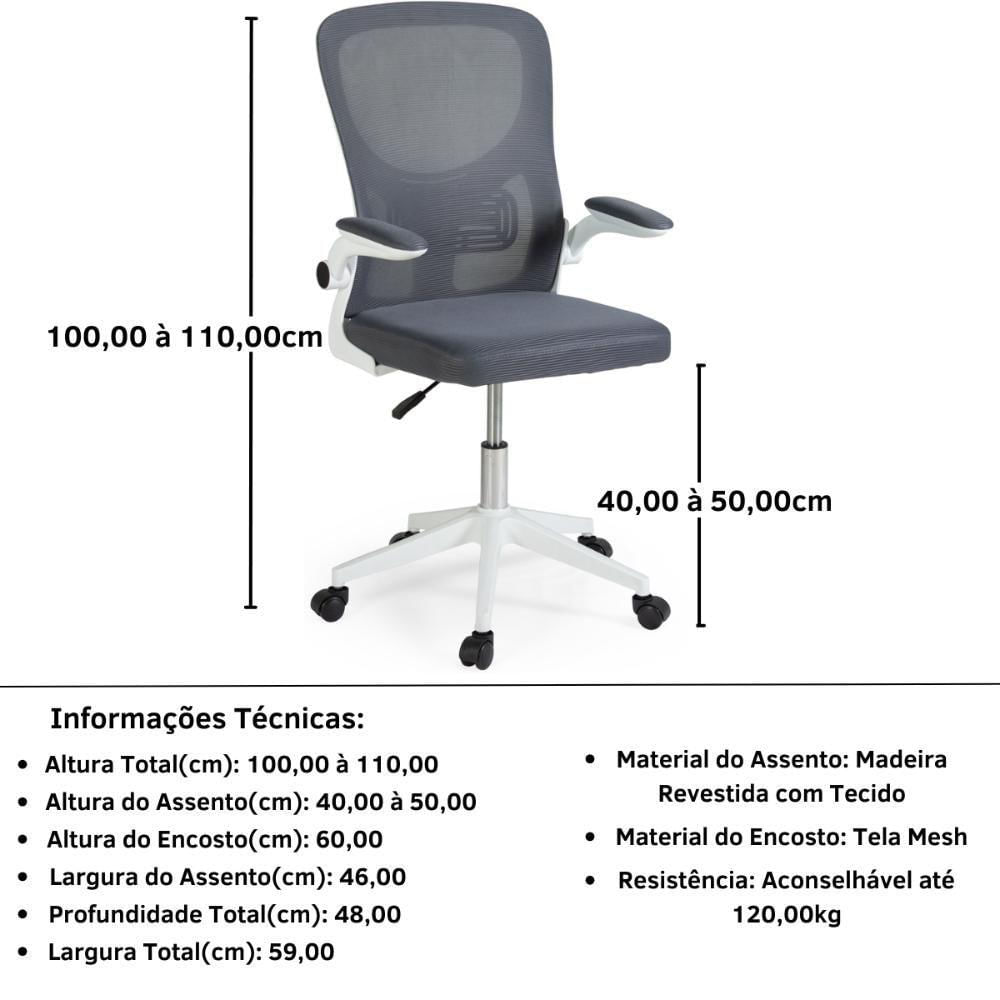 Miniatura Kit 2 Cadeiras De Escritório Giratória Mônaco Com Relax E Regulagem De Altura - Cinza