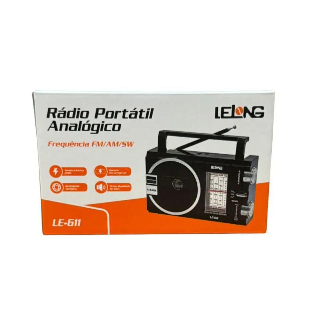 Miniatura Radio Fm Am Sw Portátil Analógico Bivolt Recarregável Le-611
