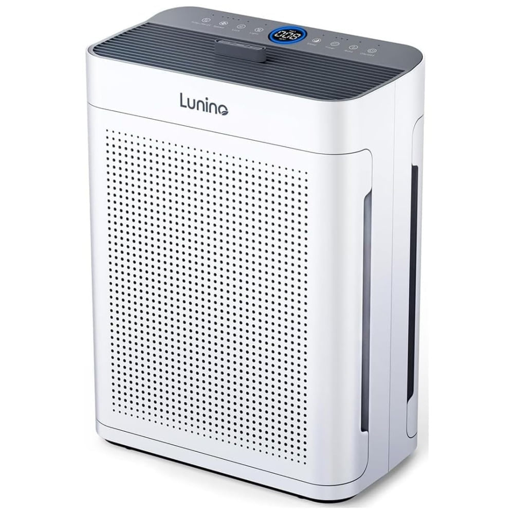 Miniatura Purificador de Ar LUNINO para Residências Grandes de até 162 m²: HEPA Dupla Face com Filtro Lavável e Sensores de Qualidade do Ar.