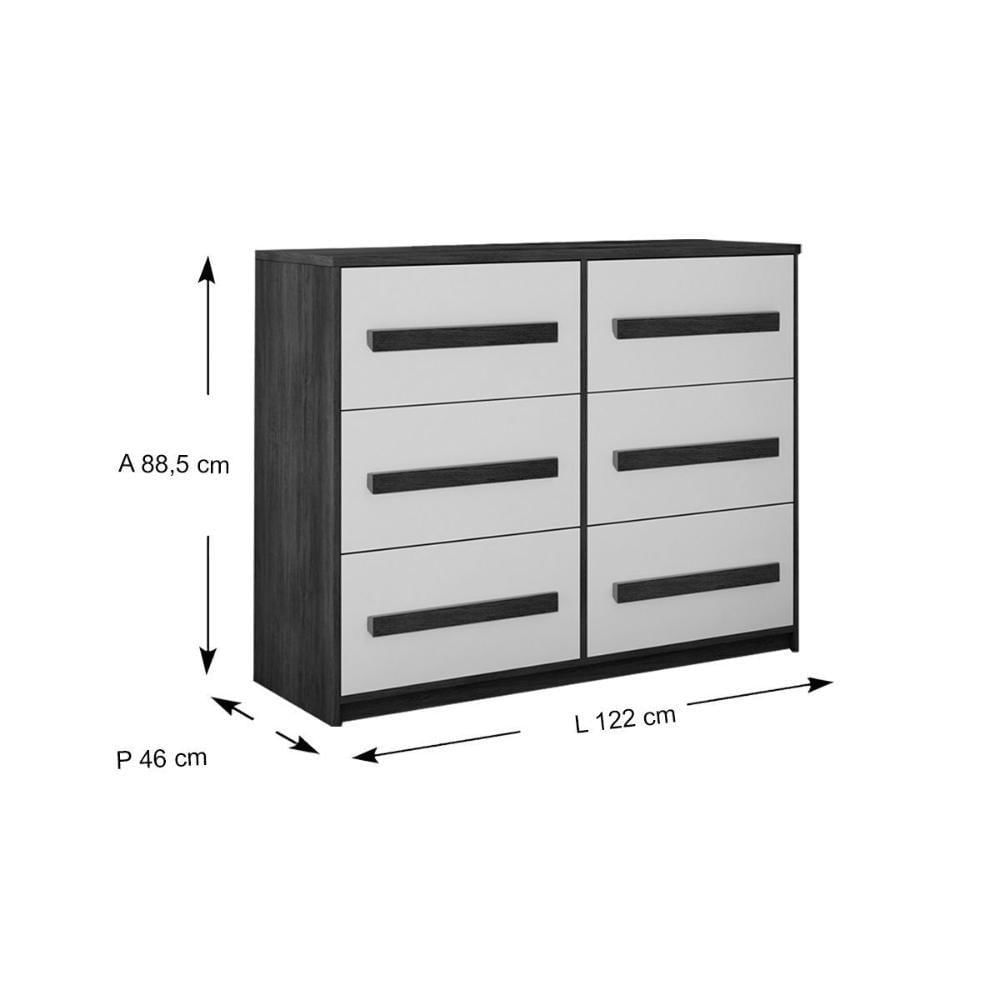 Miniatura Cômoda Solteiro Pernambuco 6 Gavetas Imbuia/off White - Rufato