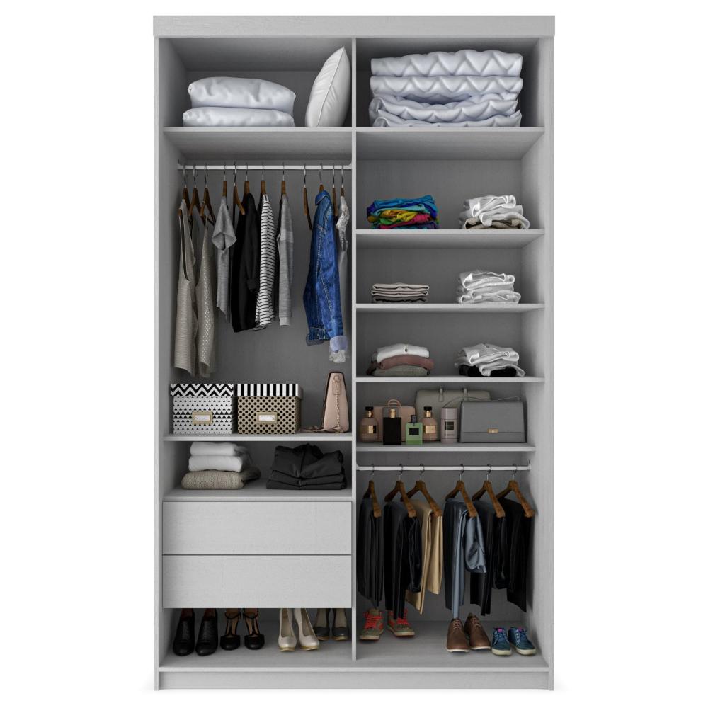 Miniatura Guarda Roupa Solteiro com Espelho 2 Portas 3 Gavetas Lugano RR Moveis Branco