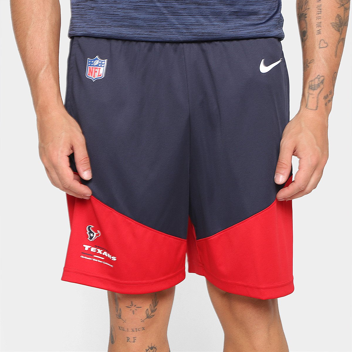 Miniatura Bermuda Nike Houston Texans Dri-FIT Knit Masculina Azul+Vermelho - EGG