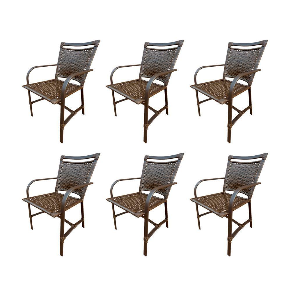 Conjunto Mesa Redonda 1,40cm Com 6 Cadeiras Betta Em Alumínio Área Externa Marrom