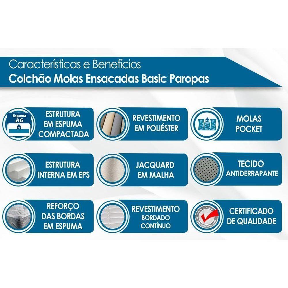 Miniatura Colchão Solteiro Molas Ensacadas Basic (88x188x24) - Paropas