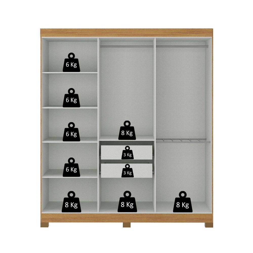 Guarda-roupa Paris 6 Portas Mdp com Pés Cinamomo/Off White