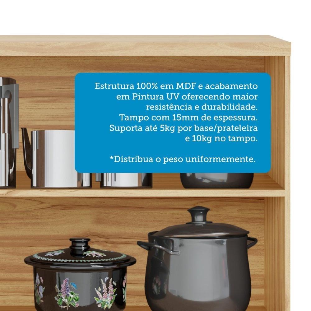 Miniatura Cozinha Modulada Compacta 2 Peças 6 Portas 2 Gavetas com Tampo e Vidro Reflecta 100% Mdf Itália Espr Amêndoa/Off White