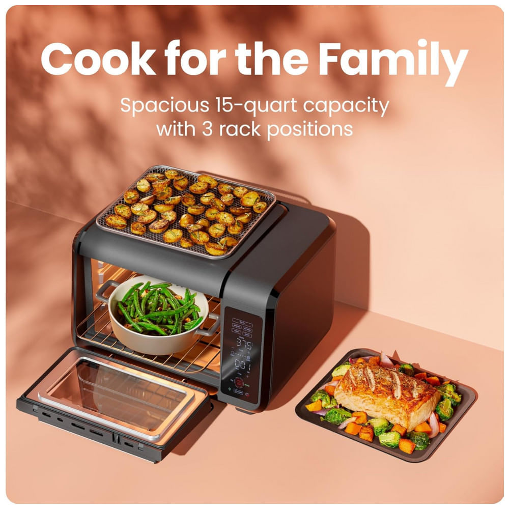 Miniatura Fritadeira elétrica forno de bancada 14L Chefman EasyAir preta 5 funções 450°C 1750W 110V
