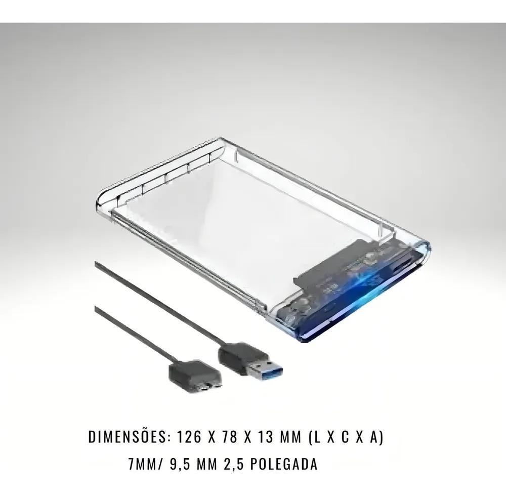 Miniatura Case Hd Externo 2.5 Sata Usb 3.0 Transparente Rápido