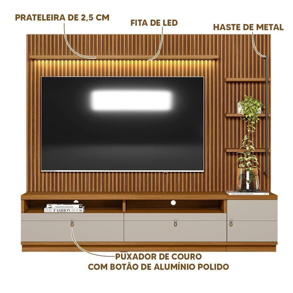 Miniatura Rack Com Painel Ripado 1 Modulo Lateral Esquerdo Ouro Preto Nature Off White Linea