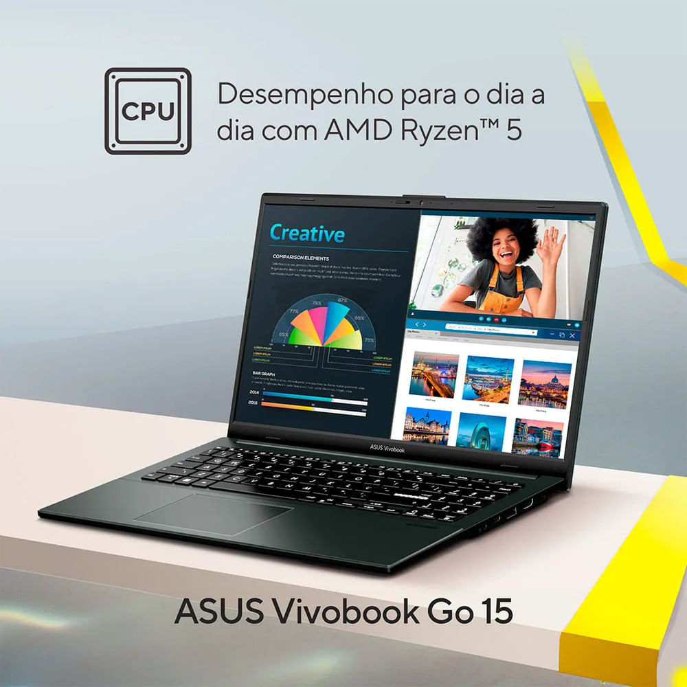 Notebook Vivobook Go 15 8GB 512GB W11 NJ836W Asus Mixed Black