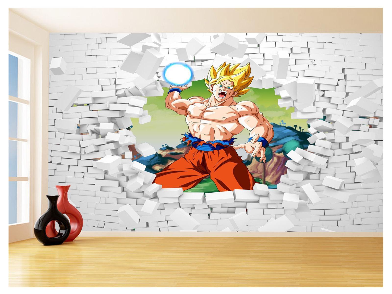 Miniatura Papel De Parede 3D Dragon Ball Goku Vegeta Anime 3,5M Dbz63