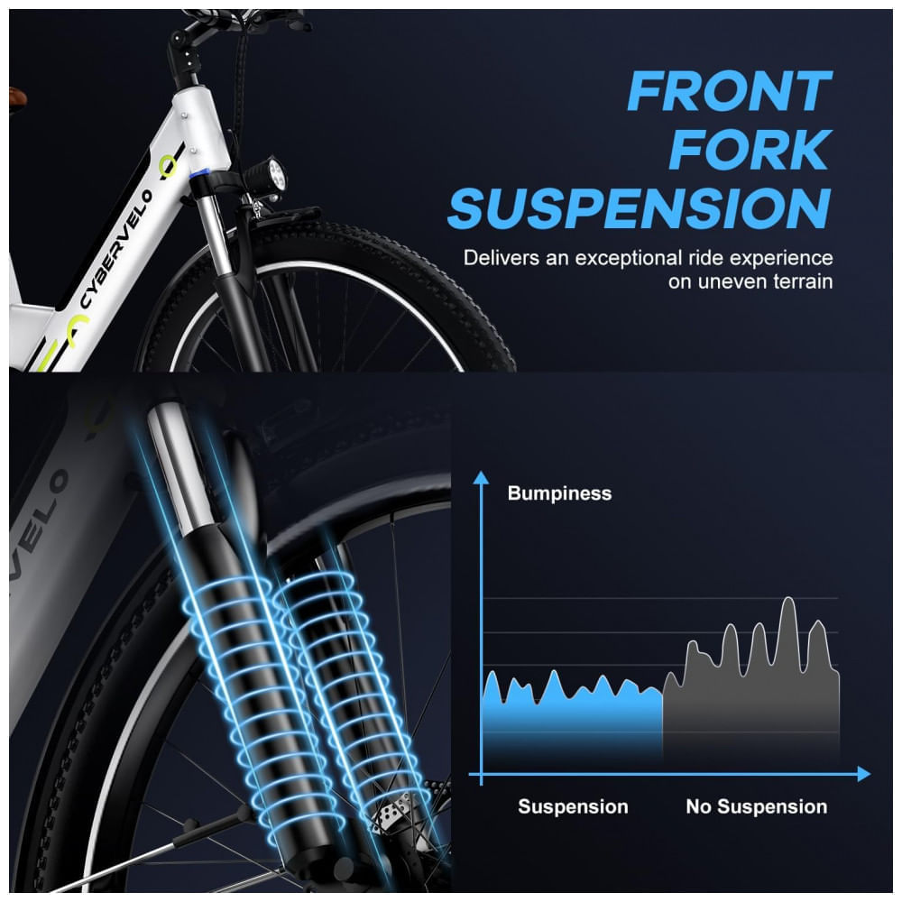 Bicicleta Elétrica 1000 Peak para Adultos, Autonomia de até 80 Quilômetros com Bateria Removível, E-bike de 26'' com 7 Velocidades para Praia, Neve e
