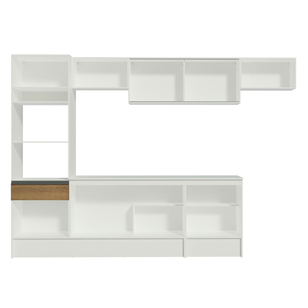 Cozinha Completa Madesa Topazio 300001 com Armário, Balcão e Tampo Branco/Rustic Cor:Branco/Rustic