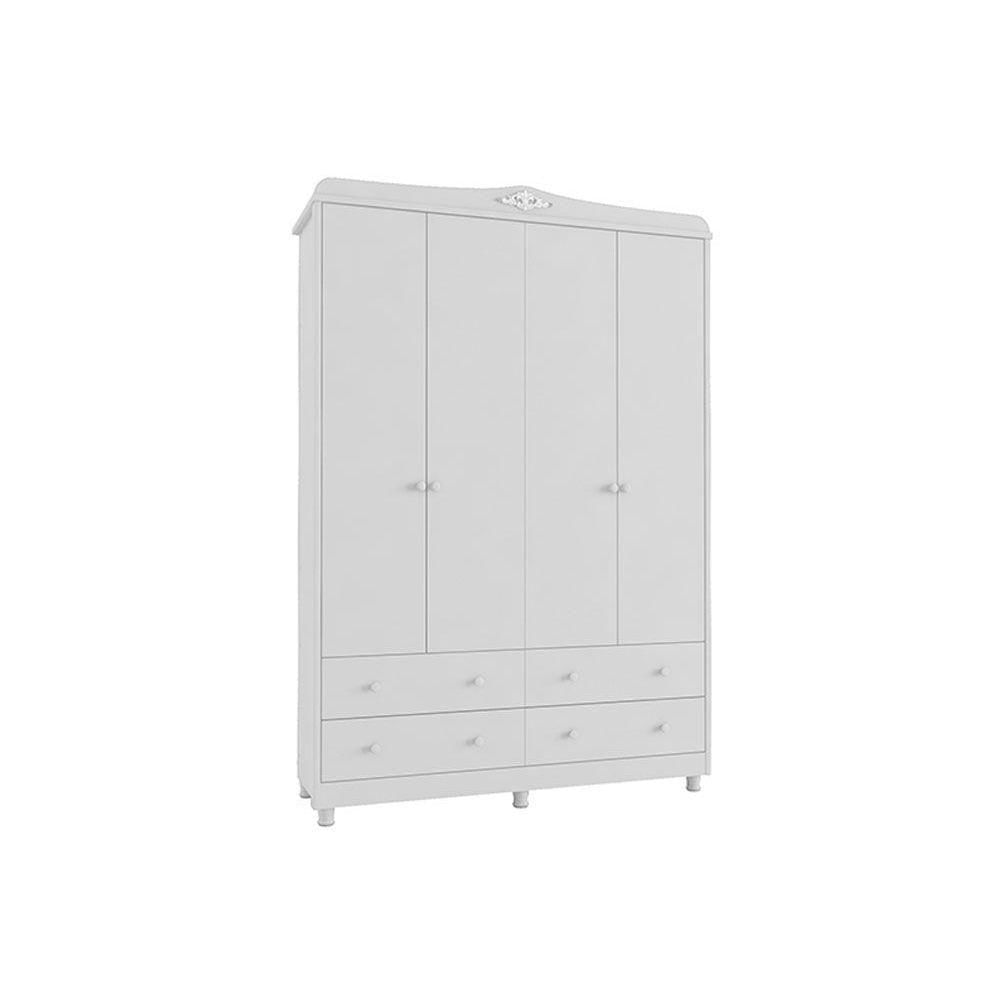 Miniatura Guarda Roupa Infantil Elô C/ 4 Portas E 4 Gavetas Branco - Peroba