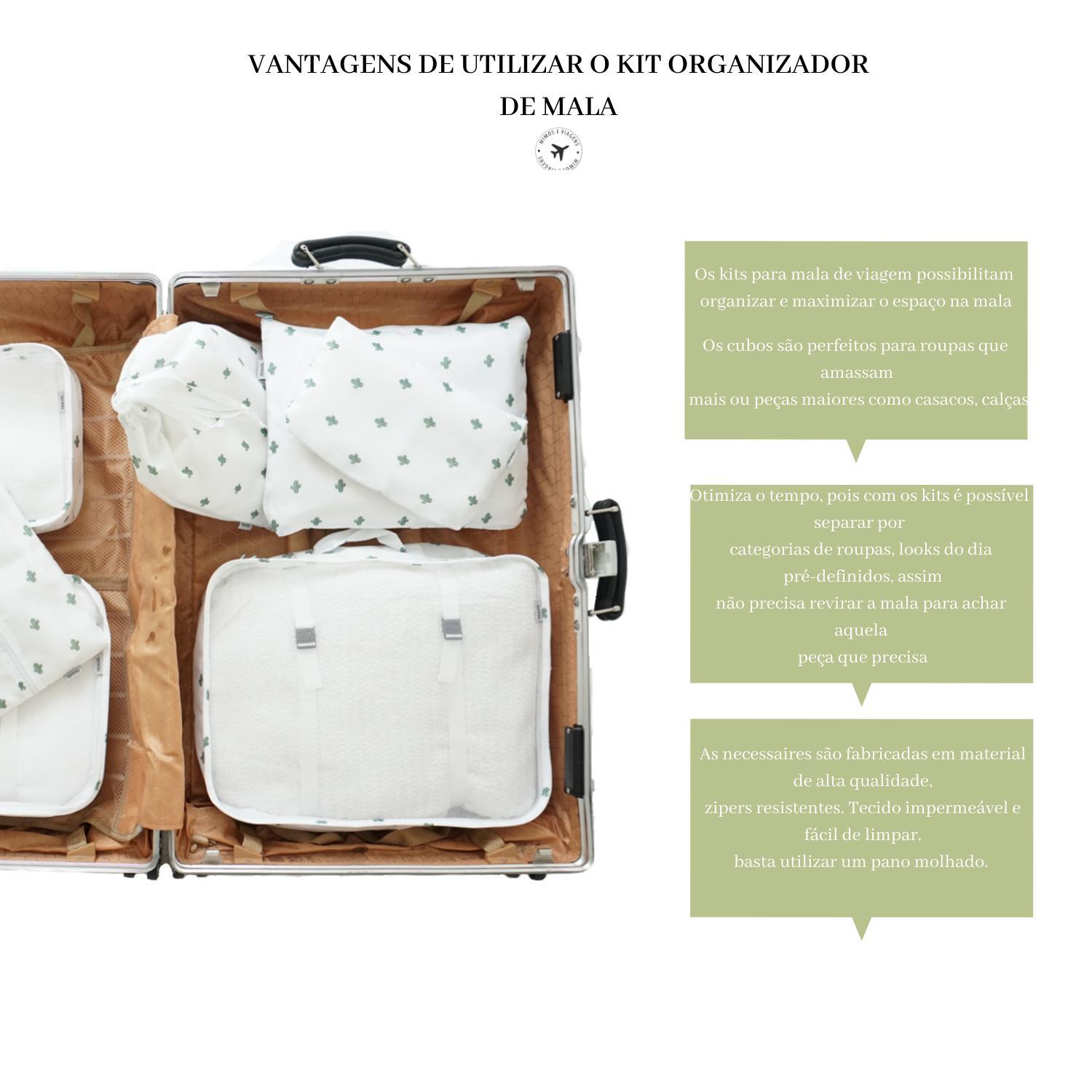 Kit Organizador Para Mala De Viagem 7 Peças - Cactus