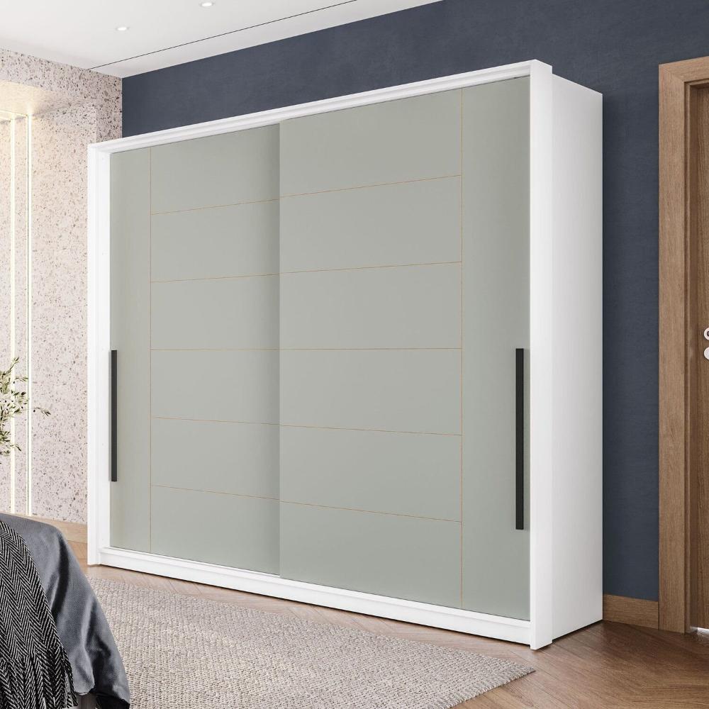 Miniatura Guarda Roupa 2 Portas de Correr 2 Gavetas Lisboa Branco/Verde
