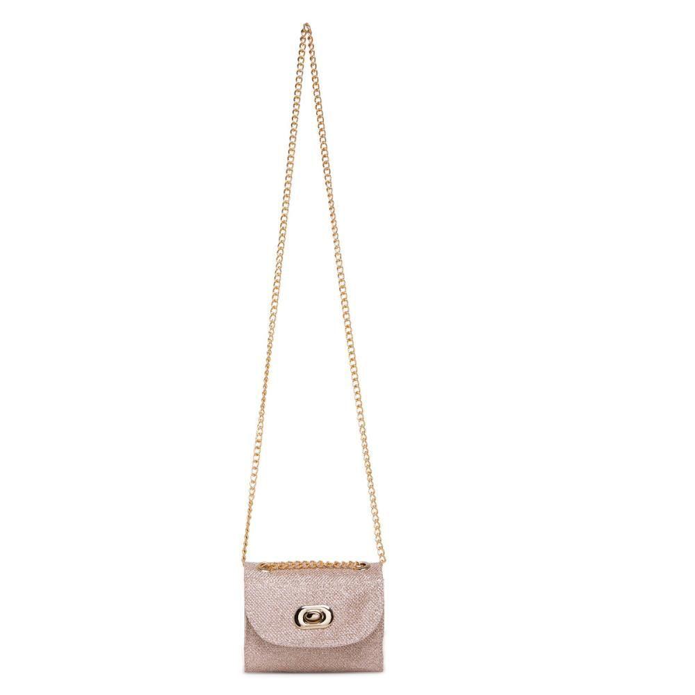 Miniatura Bolsa Pequena Feminina Transversal De Festa Elegante Brilho Bege