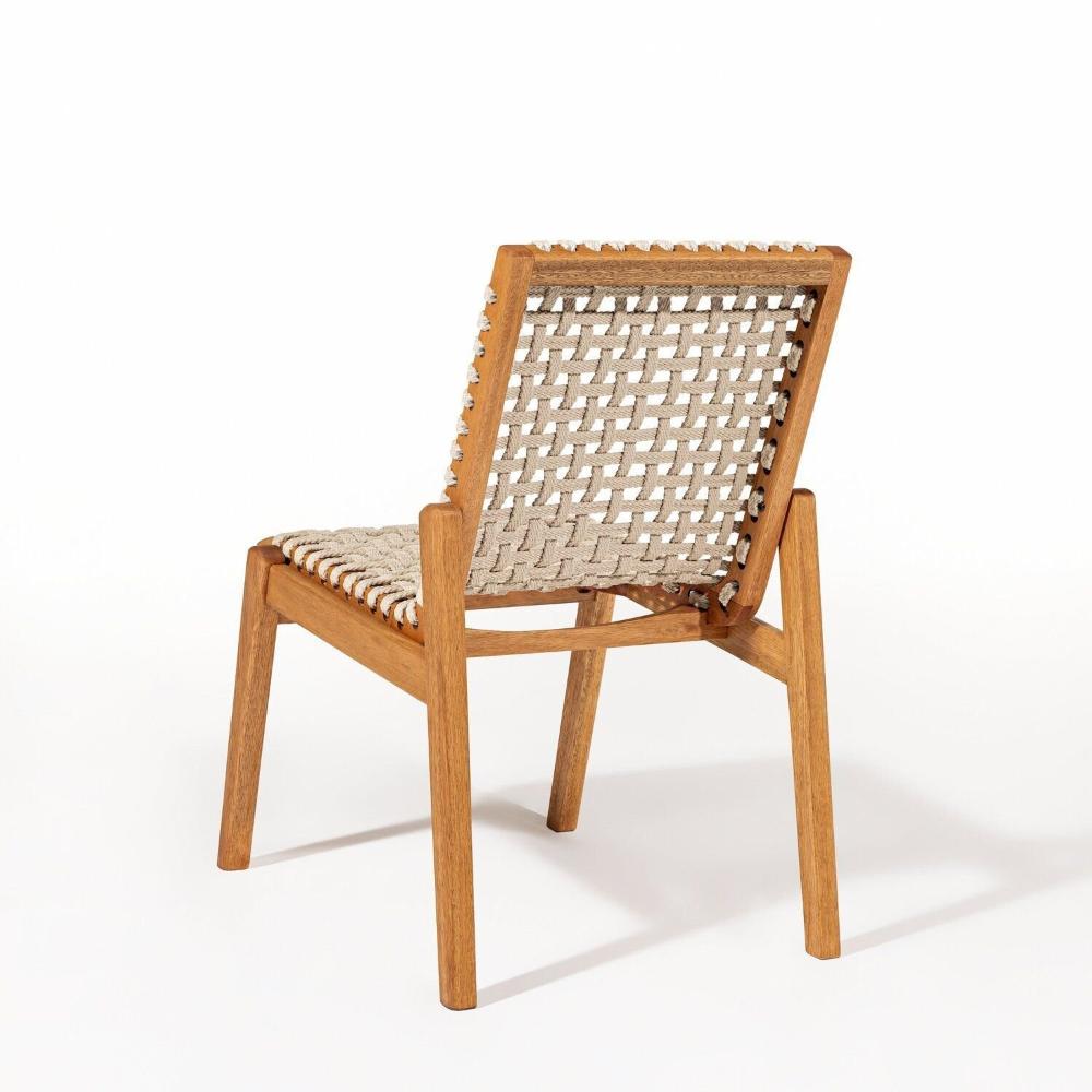 Conjunto 1 Banco 4 Cadeiras e 1 Mesa 180cm Traço Stain Jatobá/Corda Areia