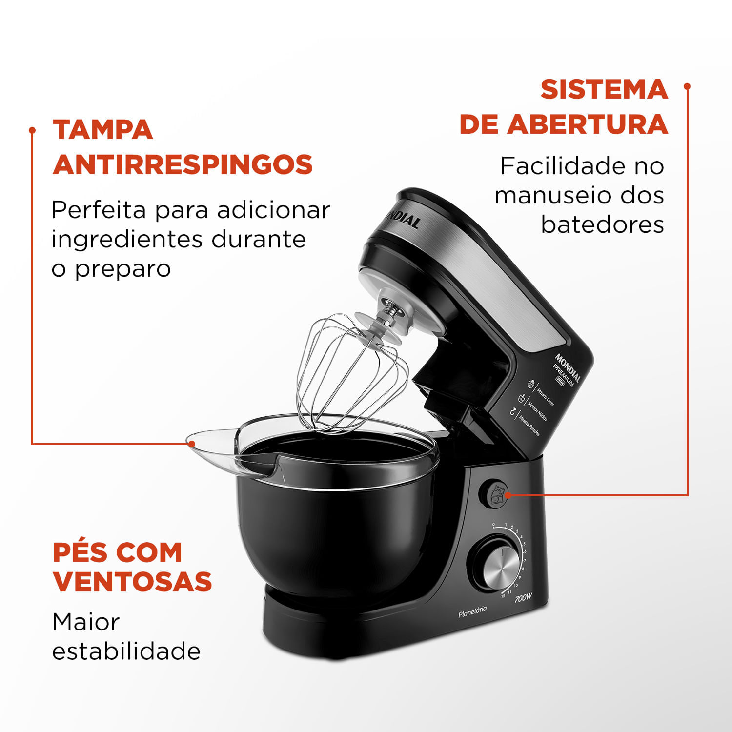 Batedeira Planetária Mondial Premium BP-01P-B BATEDEIRA PLANETÁRIA-127V-PRETO/INOX