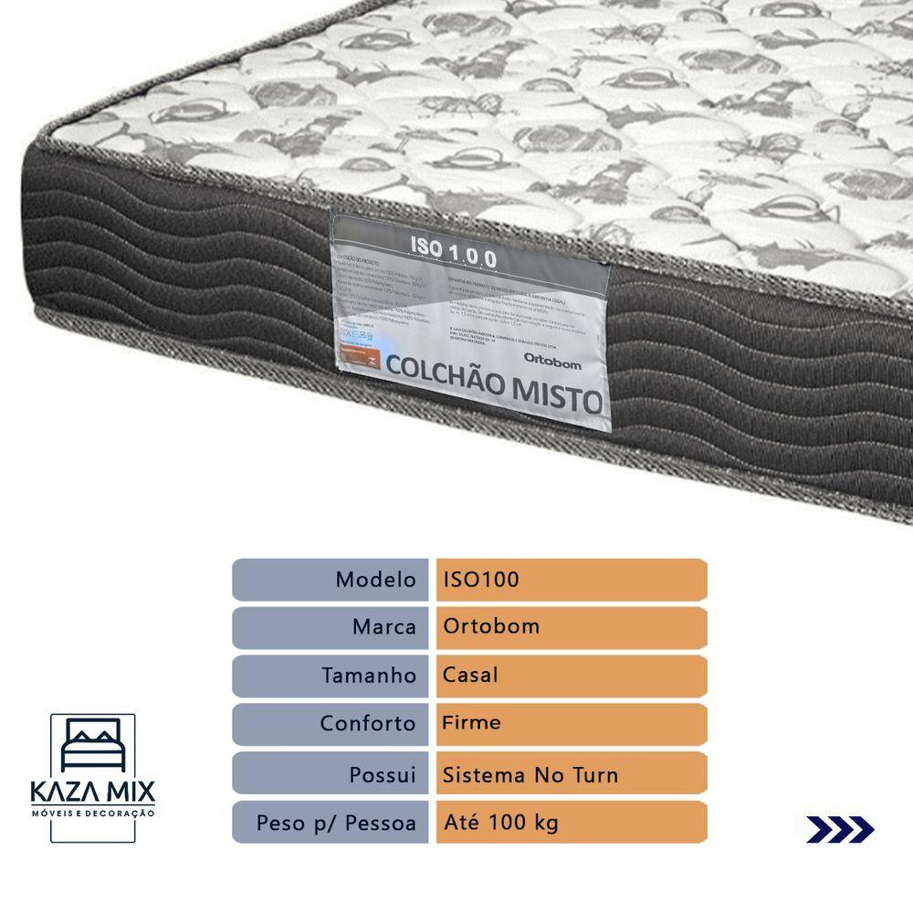 Miniatura Cama Box Baú Branco E Colchão Iso100 Espuma D33 Casal Ortobom