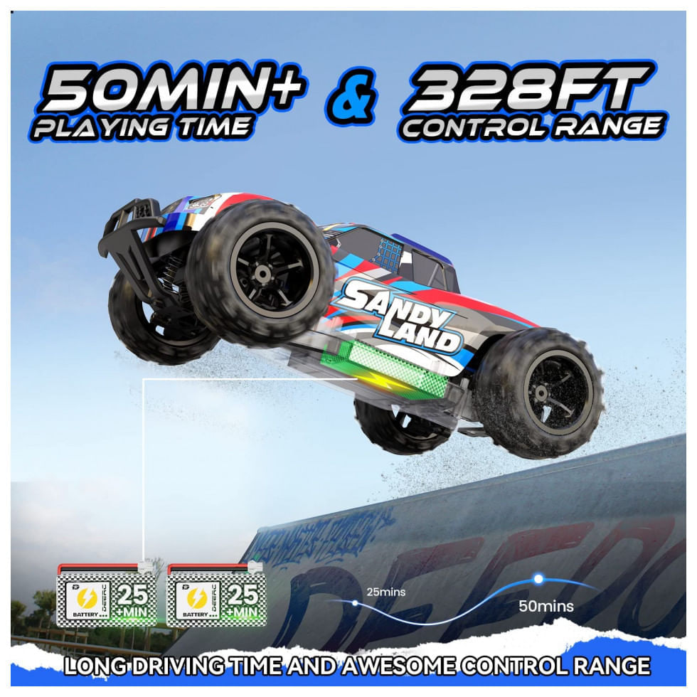 Miniatura Carrinho de Controle Remoto DEERC Escala 120 até 25 KM, H, Vermelho