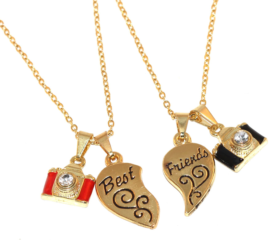 Miniatura Colar Best Friends Da Amizade Tirando Uma Self Folheado 18k