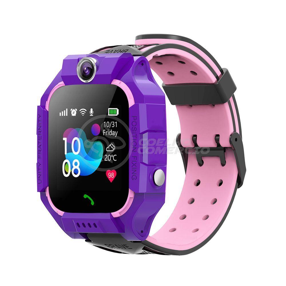 Miniatura Smartwatch Relógio Inteligente Infantil Criança Q12 - Roxo