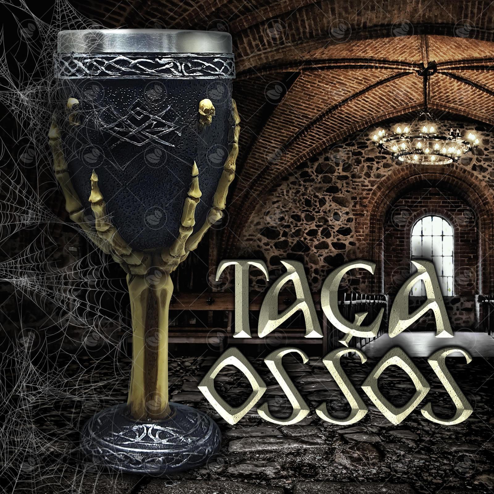 Miniatura Kit 3 Taça Cálice Termica Inox Relevo Medieval Caveira 200Ml