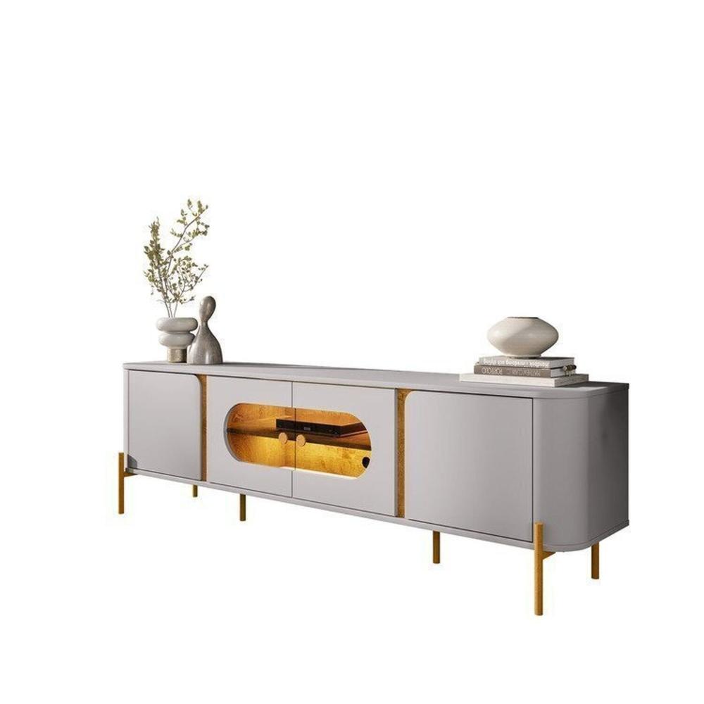 Miniatura Painel Maresias com Rack Juquehy com Led Off-White/Naturalle