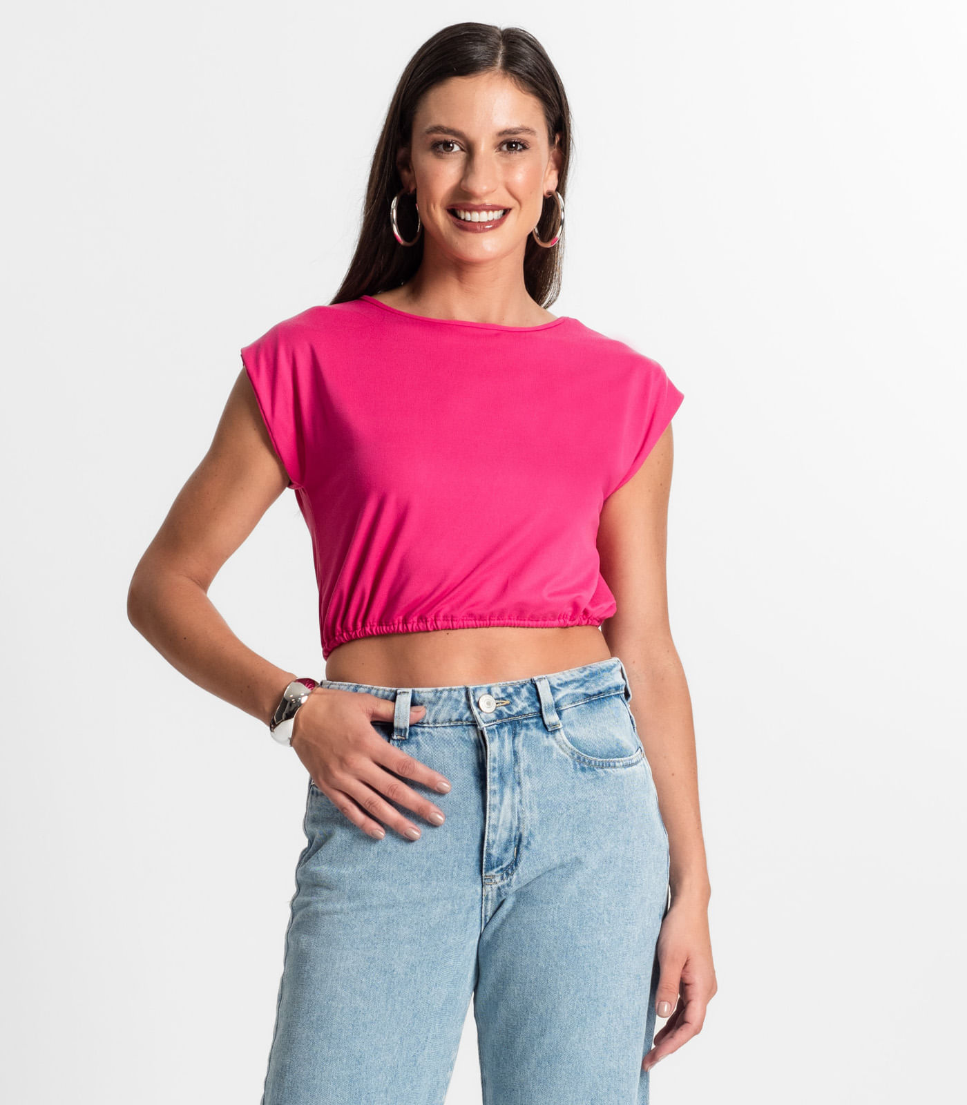 Miniatura Blusa Feminina Manga Curta Rovitex Rosa G
