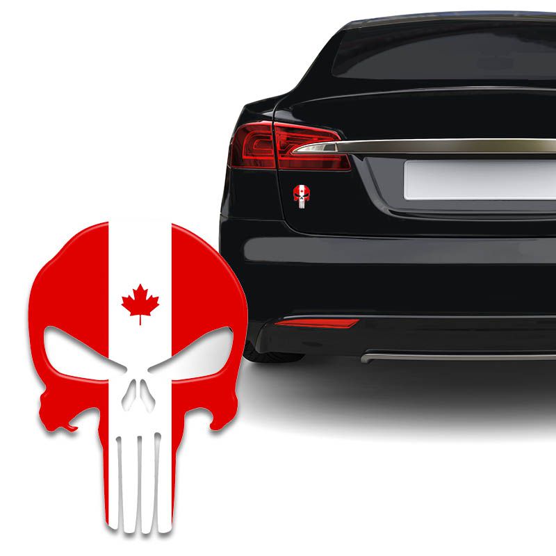Miniatura Adesivo Resinado Caveira O Justiceiro Canadá Carro Moto
