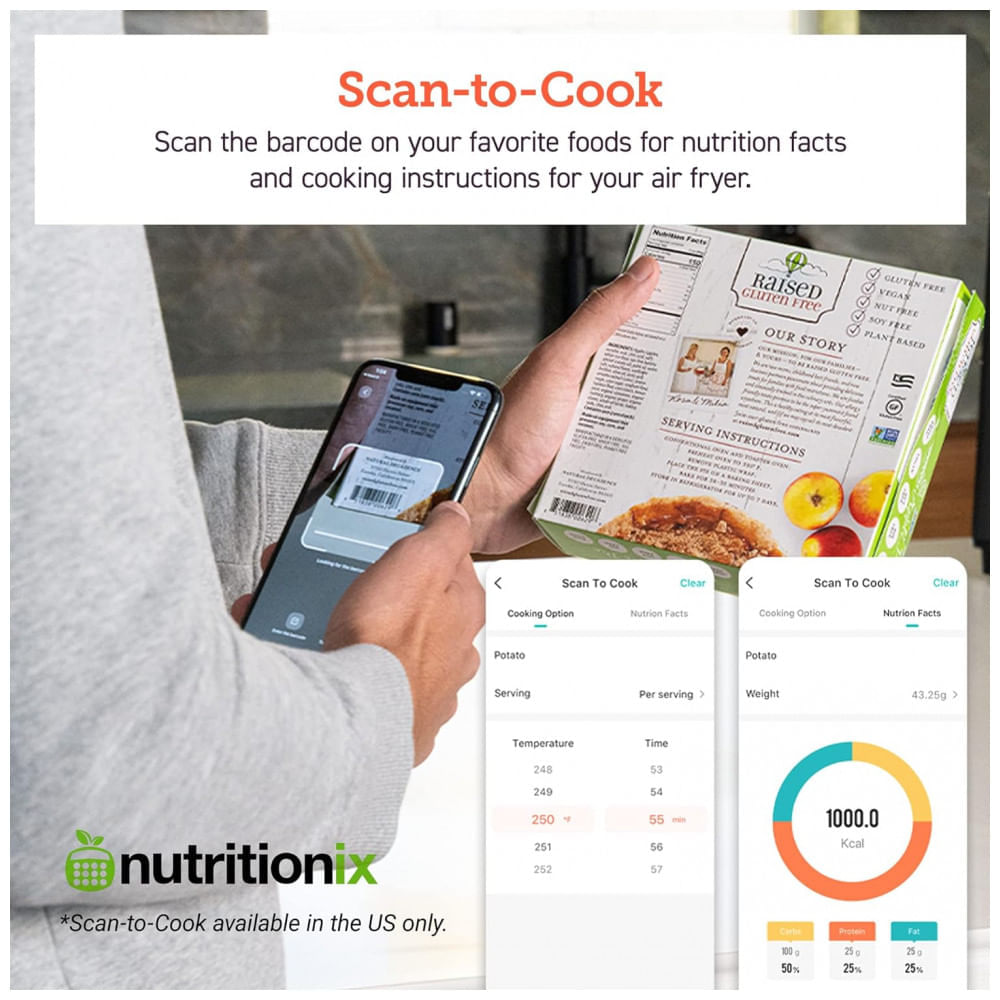 Miniatura AirFryer 11 em 1 com 5.5 Litros de Capacidade e Controle por APP e Painel Digital COSORI, 110V 1700W, Preto 110v