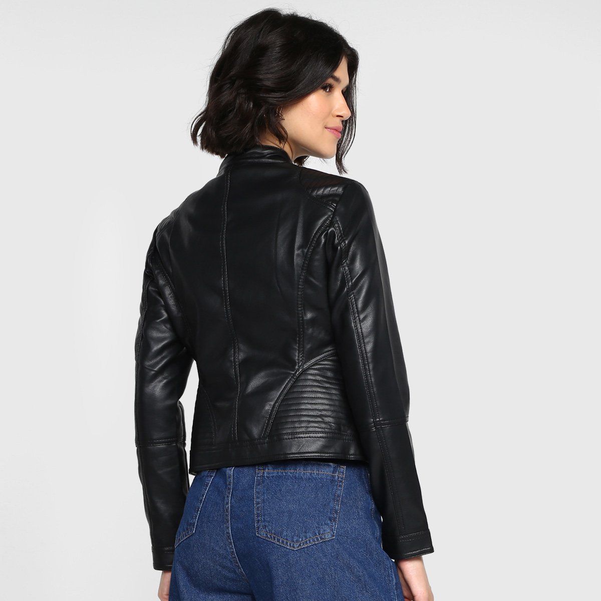 Miniatura Jaqueta Facinelli PU Detalhe Matelassê Feminina Preto - G