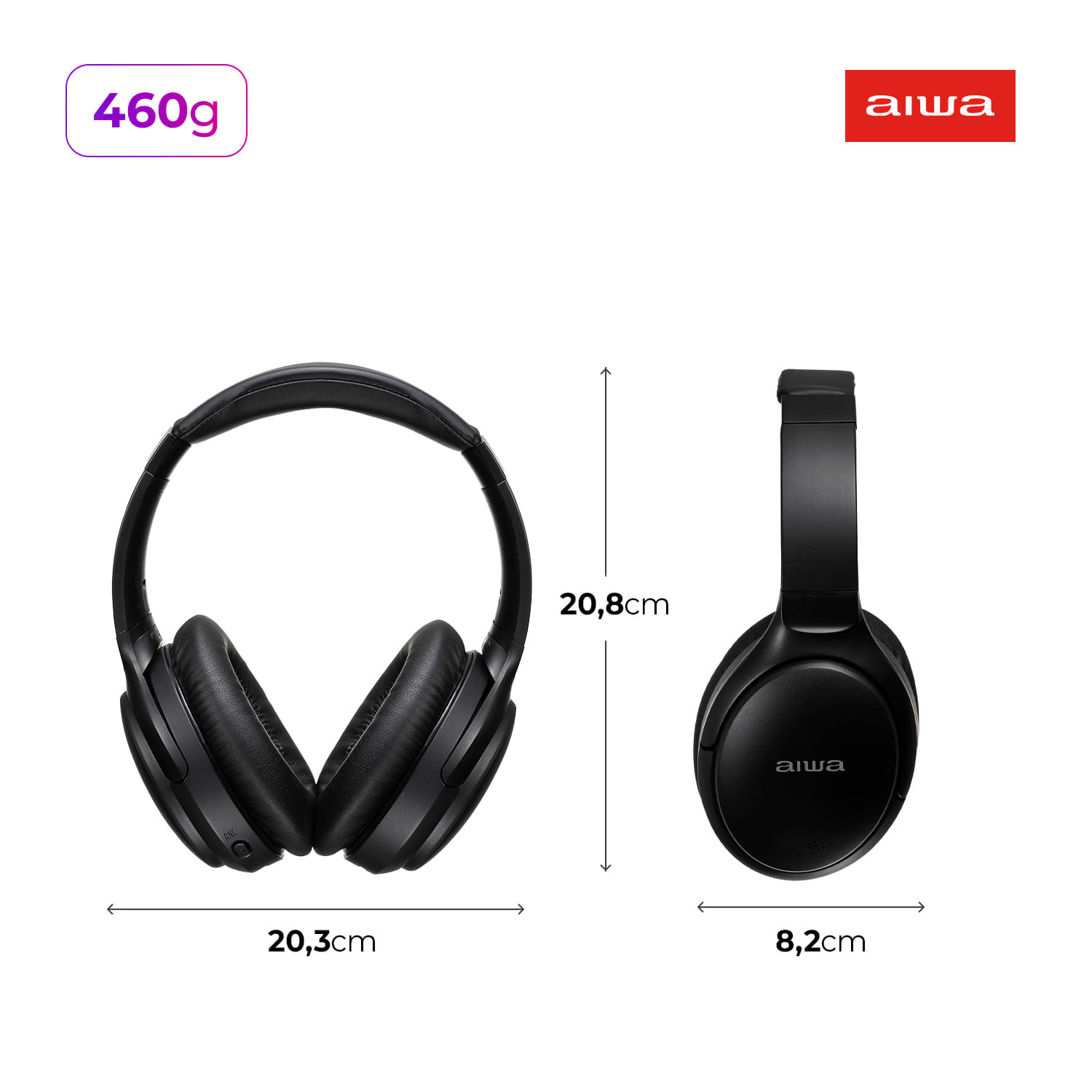 Fone de Ouvido Headphone AIWA HP-01-B BT ANC Alta Definição FONE DE OUVIDO AWS-HP-01-B BIVOLT