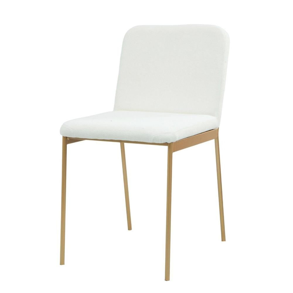 Miniatura Cadeira de Metal Para Sala de Jantar Chloe Estofada Dourado/Branco