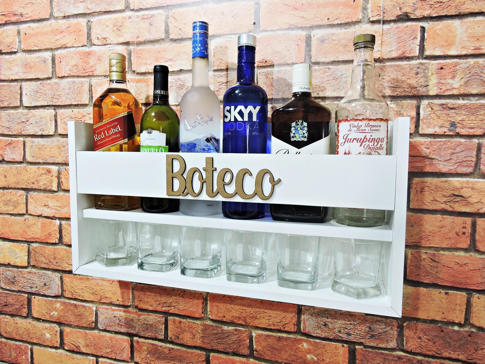 Mini Bar Parede 100% Mdf Alta Qualidade Copos Bebidas Boteco branca - RedSkull - 1