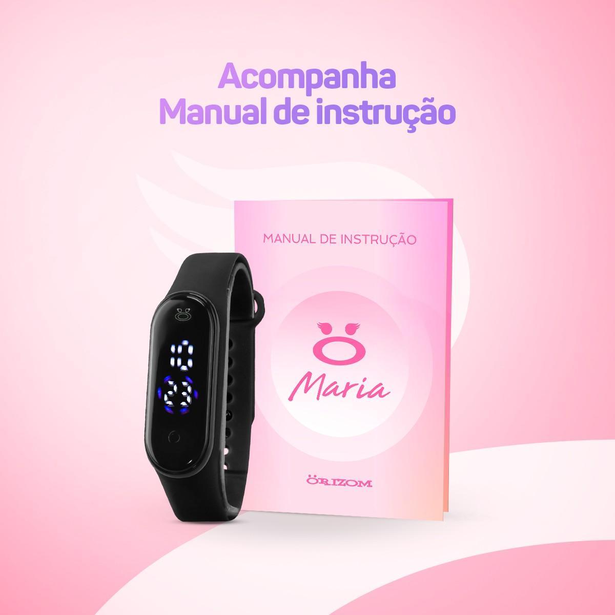Miniatura Relógio Feminino Digital Led Silicone Bracelete Orizom Maria