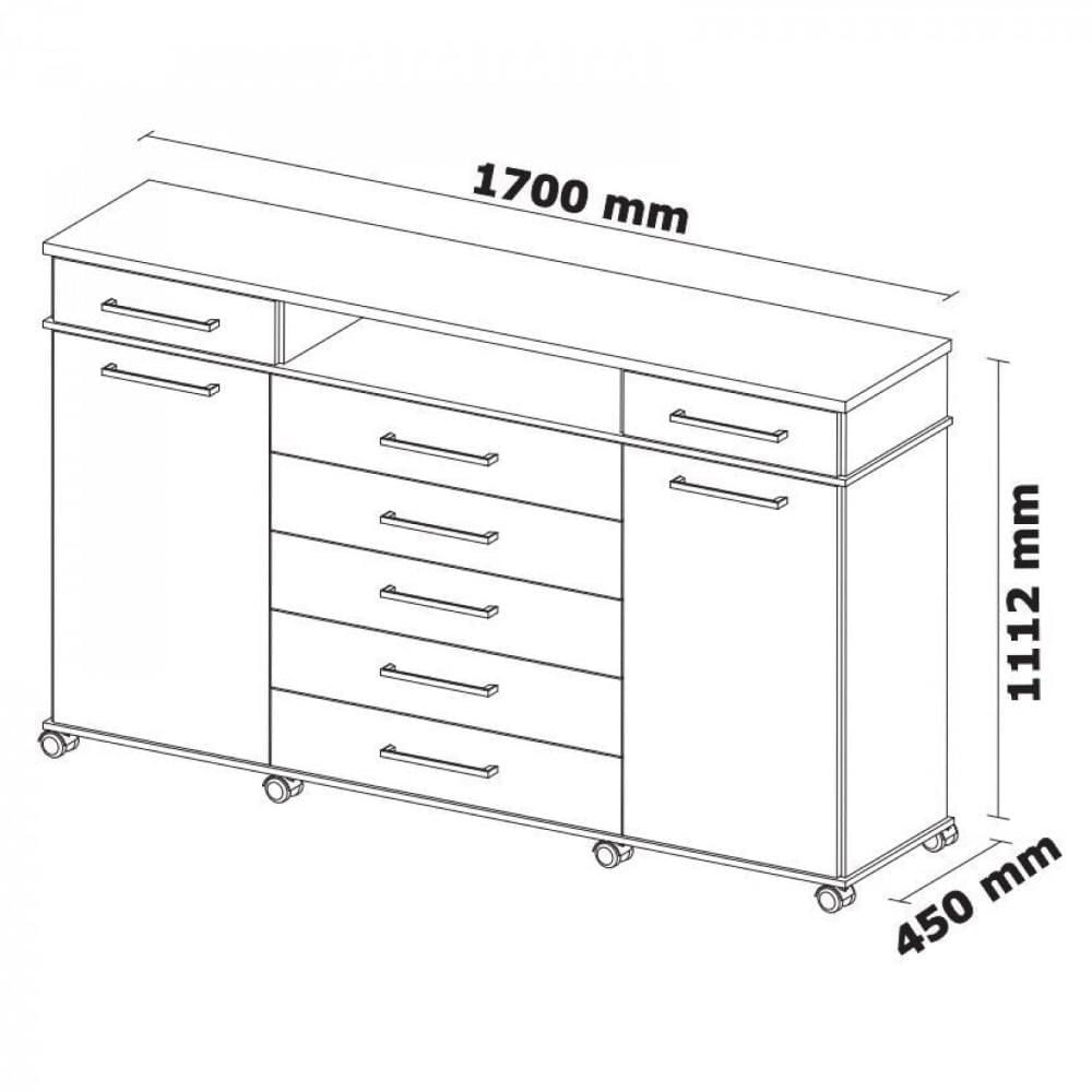 Miniatura Cômoda 2 Portas 7 Gavetas Paris Yescasa Branco Cômoda 2 Portas 7 Gavetas Paris Espresso Móveis Branco