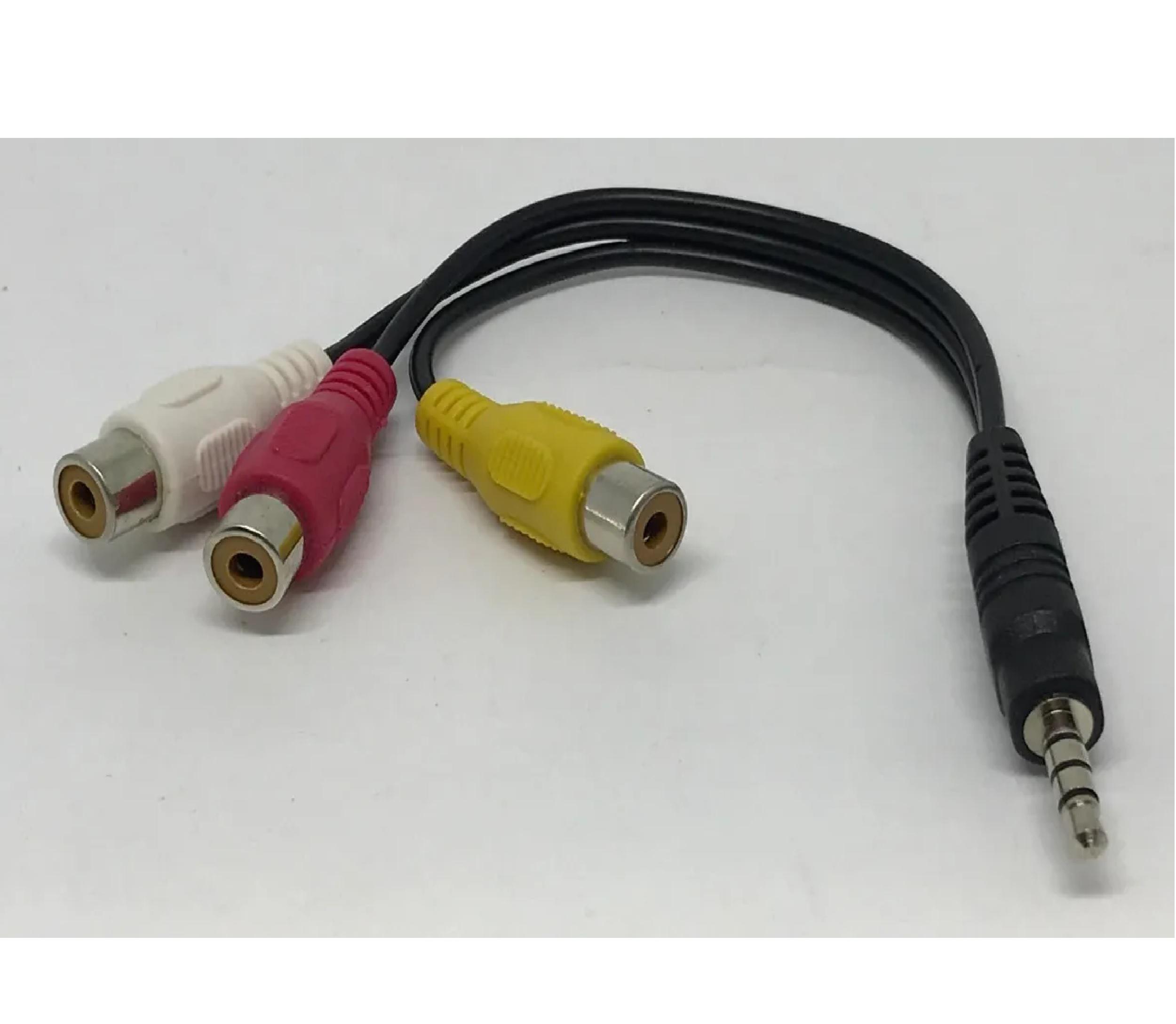 Miniatura Cabo De Áudio P3 Para 3Rca Fêmea Estéreo 20Cm Mb71165 Mbtech 20 cm - P3 - RCA Fêmea - 1 entrada - 3 saídas - P3 x RCA Fêmea