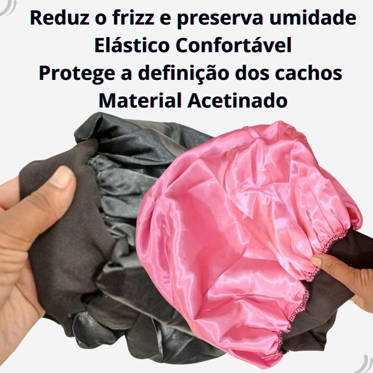 Touca Cetim Dupla Face Grande Anti Frizz Dormir Cabelo Liso