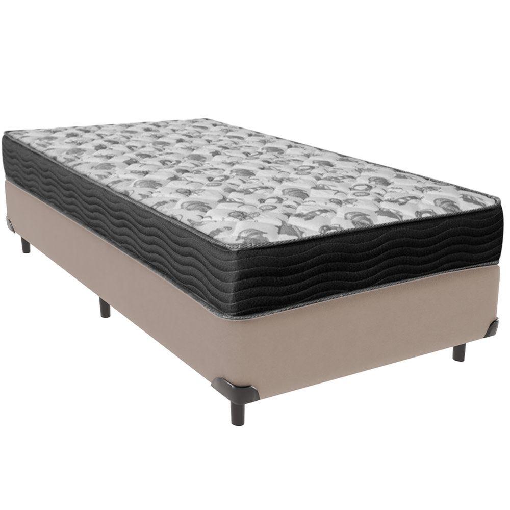 Miniatura Cama Box Bege E Colchão Iso100 Espuma D33 Solteiro Ortobom