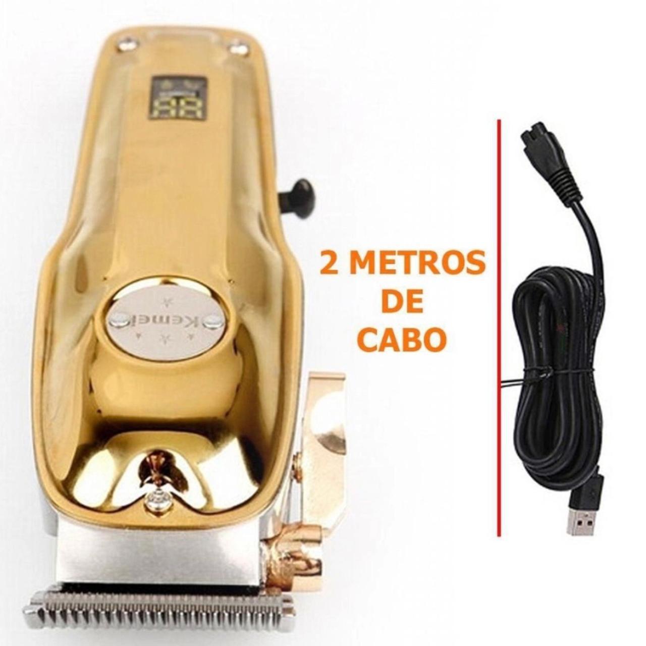 Kit Barbeiro 3 Em 1 Máquinas Kemei +Pg Acabamento Shaver