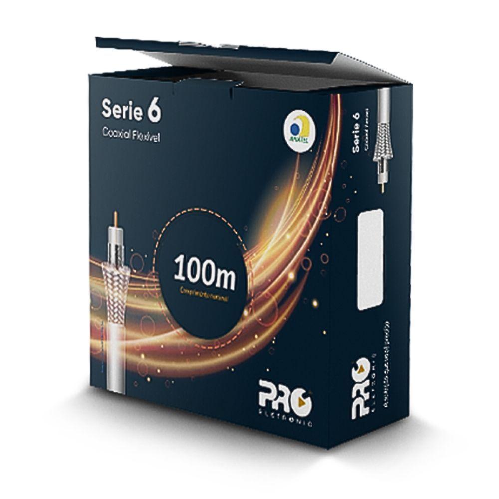 Miniatura Cabo Coaxial Rg6 Proeletronic Caco0660/01 60% De Malha - 100m