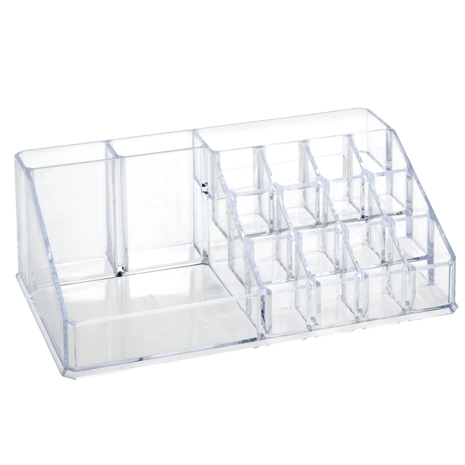 Miniatura Organizador Porta Maquiagem Batom Pincéis Acrílico 911 Transparente - 21cm - Acrílico - 12cm - 16 - 1