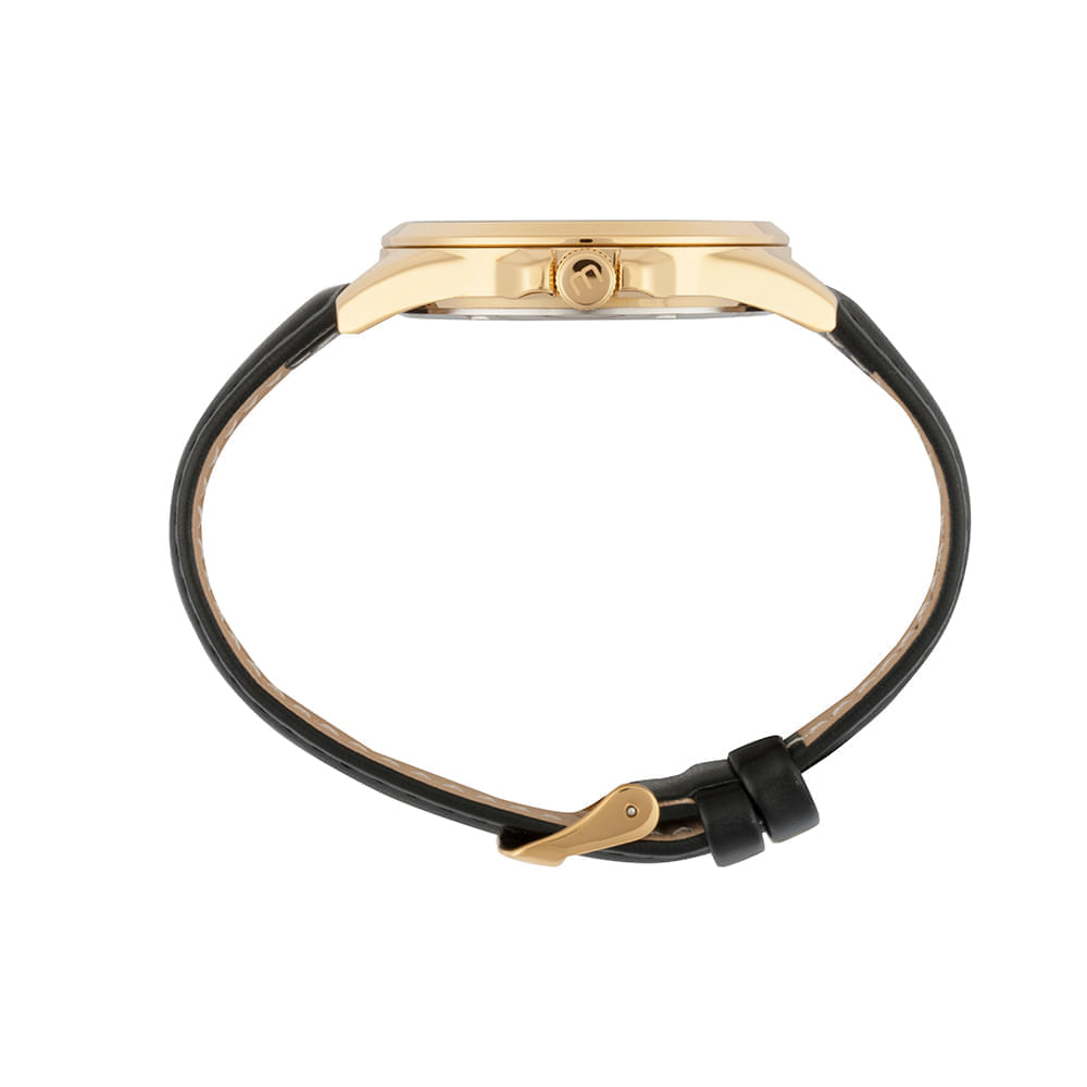 Miniatura Relógio Masculino Caixa Dourada Pulseira Couro