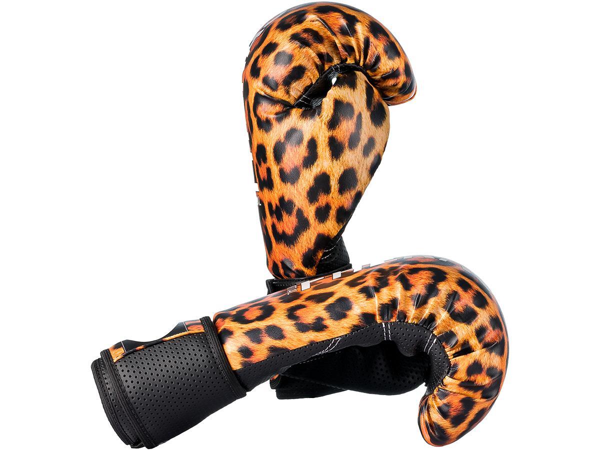 Kit Muay Thai Bandagem Bolsa Bucal Caneleira Luva Onça 12Oz