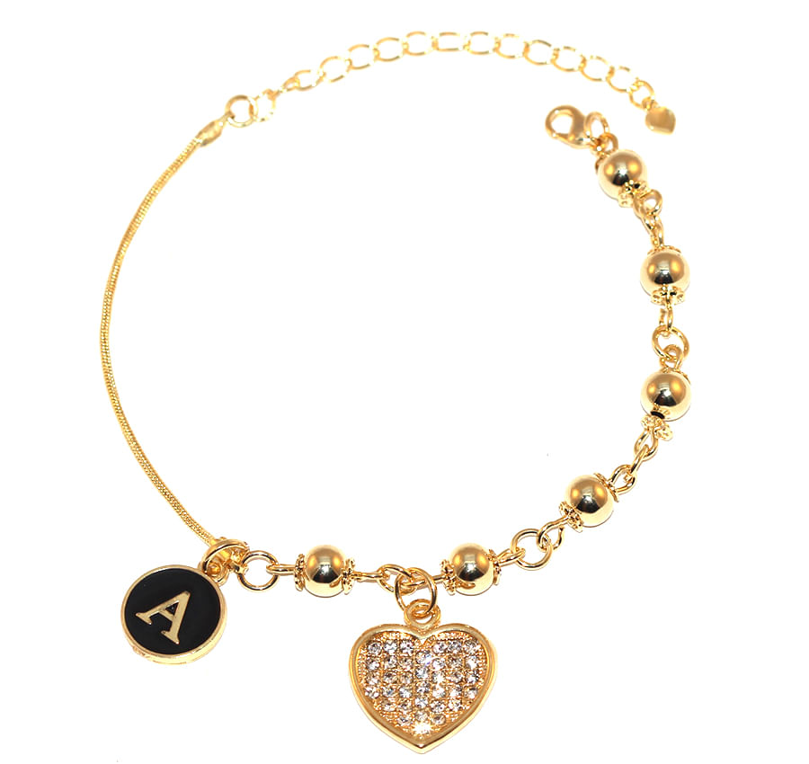 Miniatura Pulseira Festa Madrinhas Lembrancinha Inicial Folheado 18k