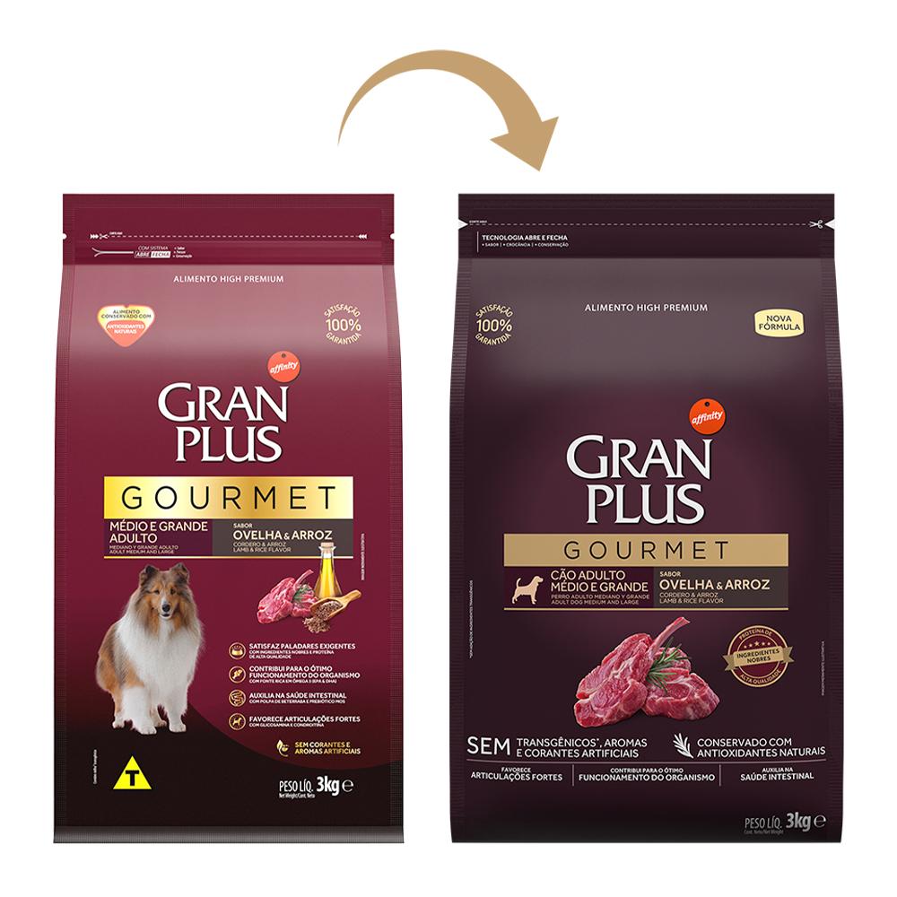 Ração Seca GranPlus Gourmet Ovelha & Arroz para Cães Adultos Raças Médias e Grandes - 15 Kg