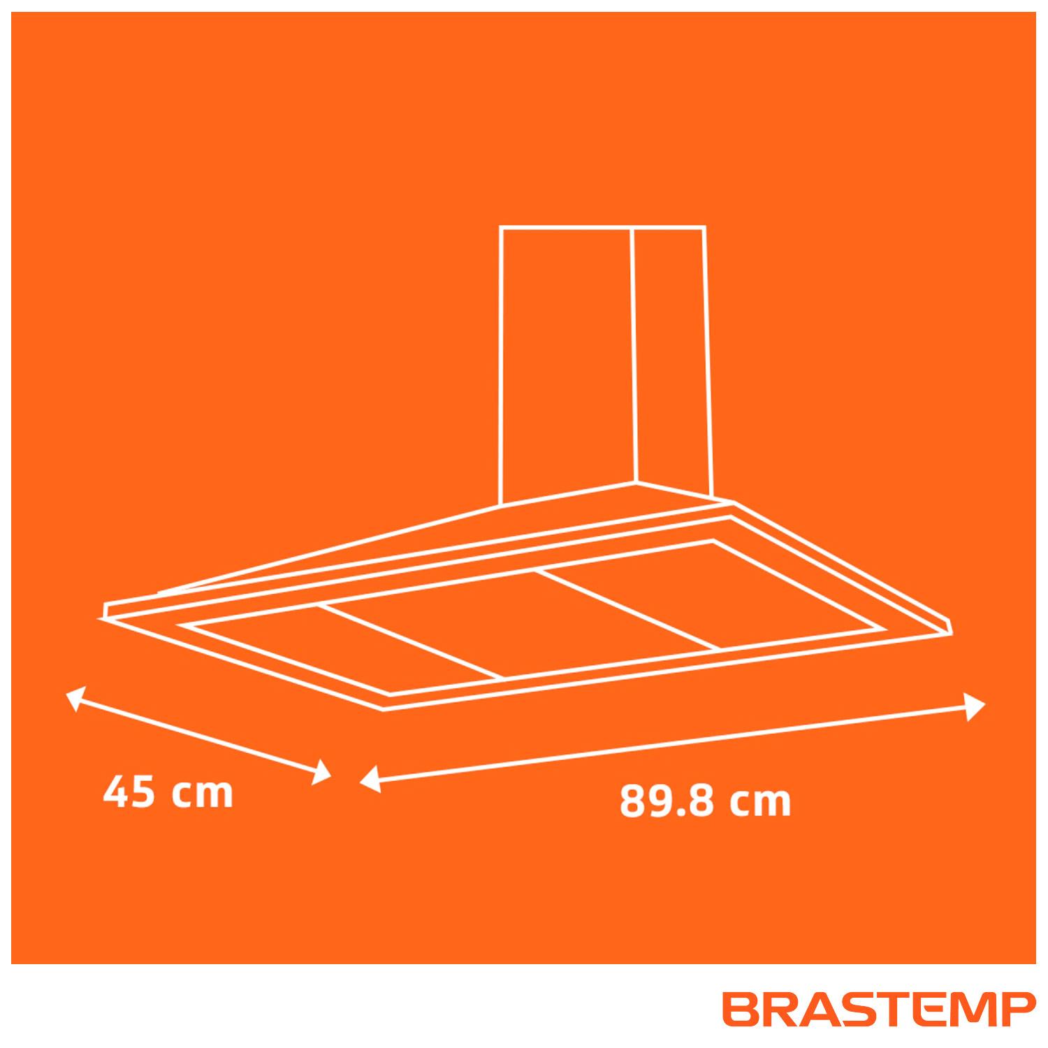 Miniatura Coifa de Parede Brastemp 90 cm Inox Piramidal 5 e 6 Bocas Duplo Filtro BAI91BR 220